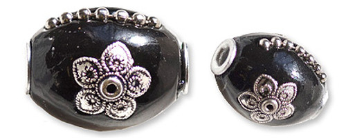 Lacquer Black Plated Flower 20X16 mm