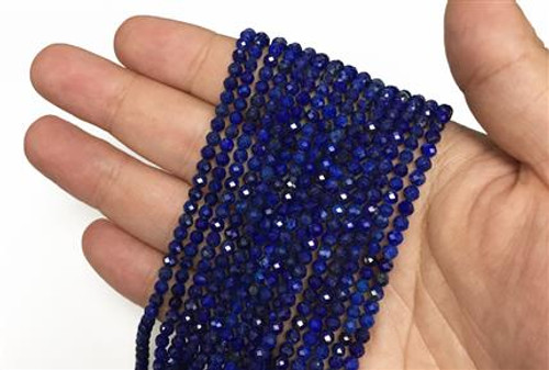 15 IN 3.2 mm Lapis Lazuli Round Faceted Beads