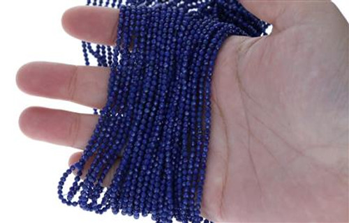 15 IN 2 mm Lapis Round Faceted Beads