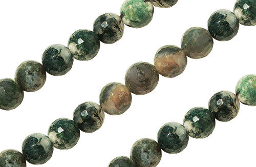 15 ½ IN 8 mm Faceted Natural Moss Agate Beads
