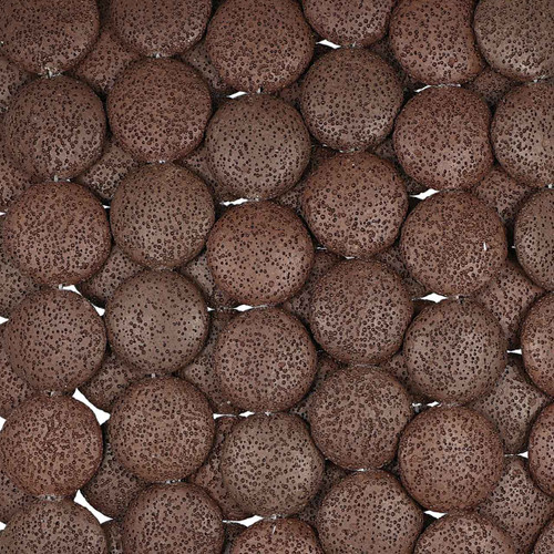 Coin Shaped Lava Beads 26mm 14 IN Strand-Brown