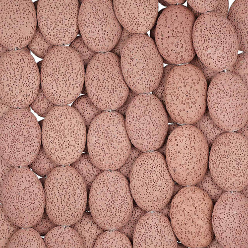 Pink Oval Shaped Lava Beads