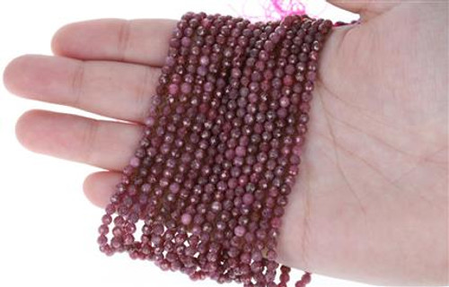 15 IN 3.5 mm Ruby Round Faceted Beads