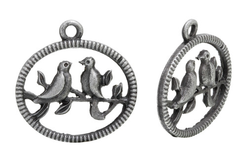 10 Pcs 24 mm Zinc Alloy 2 Turtle Doves Charm