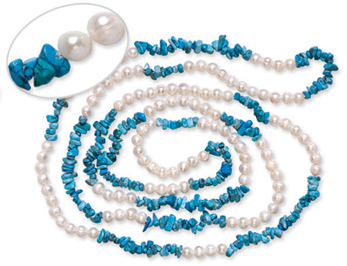 Freshwater Pearl Necklace - White W/ Howlite Chips