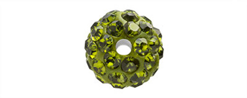 Rhinestone Pave Beads Dark Green Round 10 mm