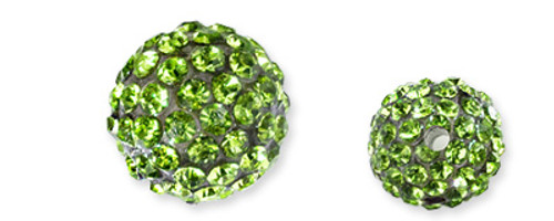 Round Crystal Pave Beads Lime Green 8mm