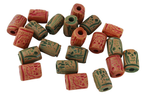 50 Pcs 12x9 mm Red & Green Plastic Beads