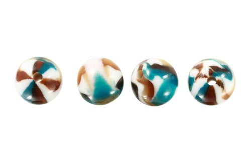 12 mm Brown, White & Blue Resin Beads