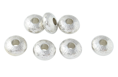 25 Pcs 14.2 mm Silver Plastic Donut Beads