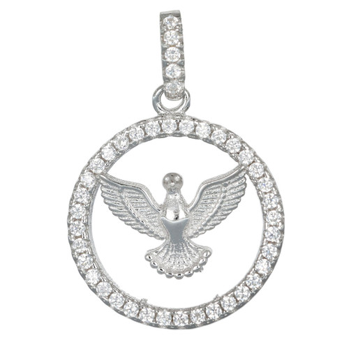 Sterling Silver Soaring Bird Pendant with AAA Cubic Zirconia