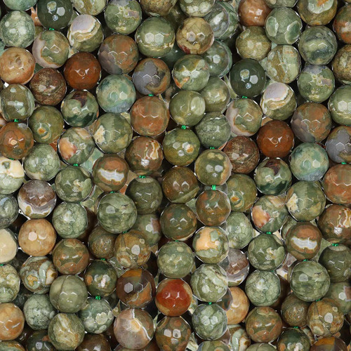 Rhyolite Faceted Round Gemstone Beads