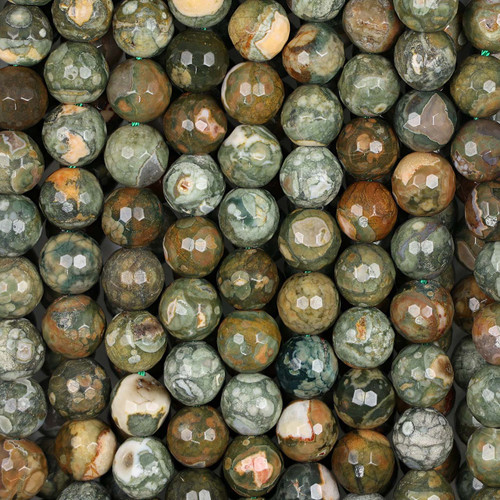 10mm Round Faceted Rhyolite Beads