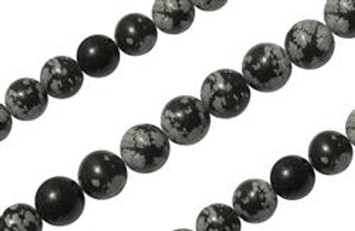 15 In Strand of 4 mm Snowflake Obsidian Round Smooth Beads