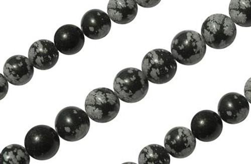 15 IN Strand of 6 mm Snowflake Obsidian Round Smooth Beads