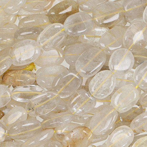 Uneven Rutile Quartz beads approximately 11X15 mm