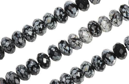 16 IN Strand 4 mm Snowflake Obsidian Rondelle Faceted Gemstone Beads