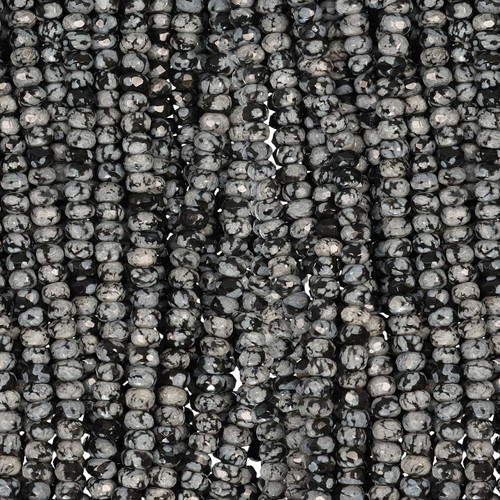 Rondelle Faceted Gemstone Beads  4mm 16 IN Strand-Snowflake Obsidian
