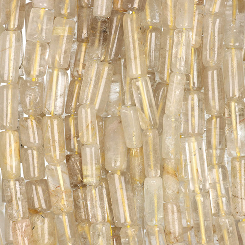 Cylinder Shaped Smooth Gemstone Beads 5x15mm 10 IN Strand-Rutilated Quartz Cylinder Shaped Smooth Gemstone Beads 5x15mm 10 IN Strand-Rutilated Quartz