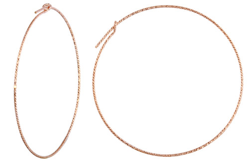 1 Pair Bag of 25 mm 14K Rose Gold Filled Sparkle Wire Hoops