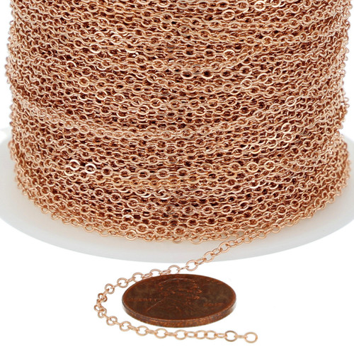 1 Foot of 2.6x1.9 mm 14K Rose Gold Filled Flat Cable Chain