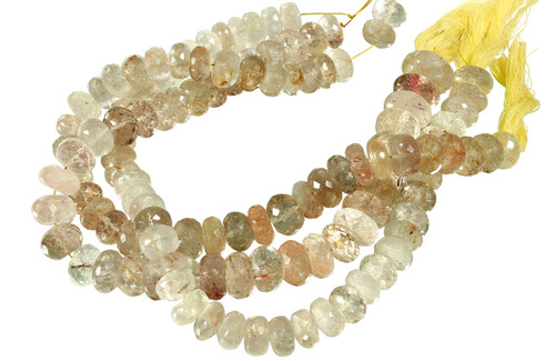 10 IN Strand 8 mm Rutile Quartz Rondelle Faceted Gemstone Beads