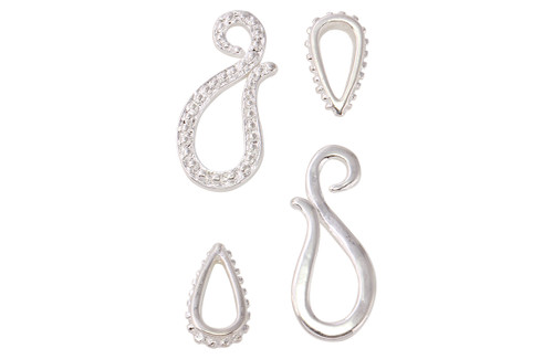 5 10x23 mm Silver Plated Hook and Eye Set