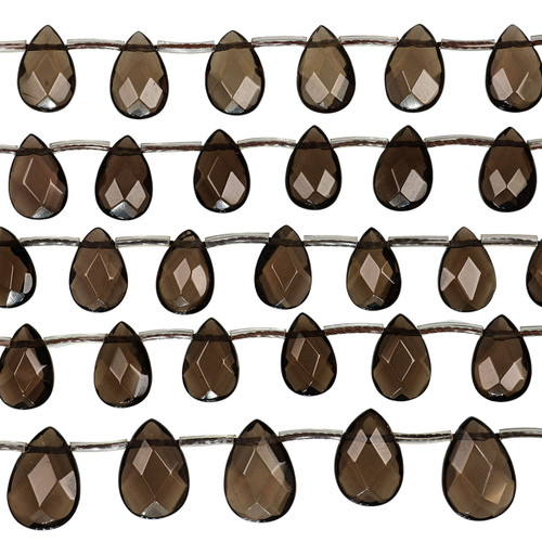 Faceted Teardrop Gemstone Beads 8x12mm 15 1/2 IN Strand-Smokey Quartz Faceted Teardrop Gemstone Beads 8x12mm 15 1/2 IN Strand-Smokey Quartz