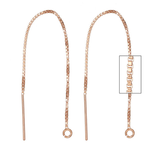 14K Rose G/F Box Chain Earring Threads - 1 Pair