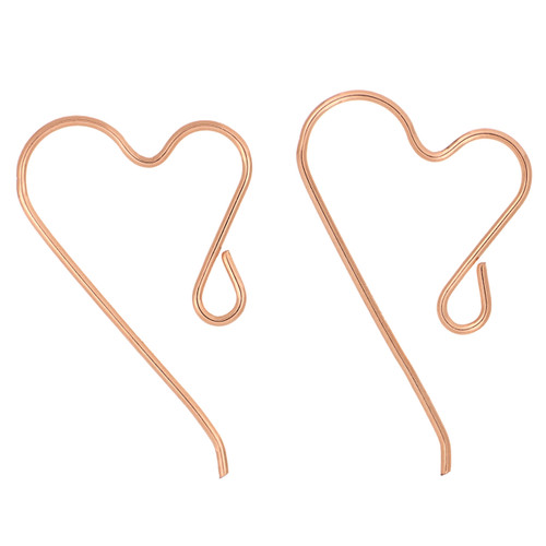 14K Rose Gold Filled Heart Ear Wires