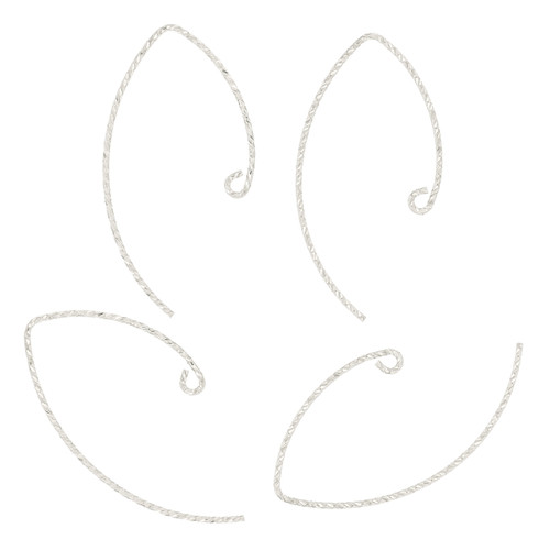 Sterling Silver 16x33mm Sparkle V Shape Ear Wires -