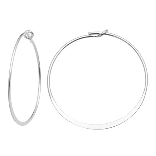 2 Pairs 15 mm Sterling Silver Flat Wire Hoops