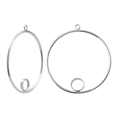 1 Pair Bag of 20 mm Sterling Silver Round Drops With 3 mm Bezel
