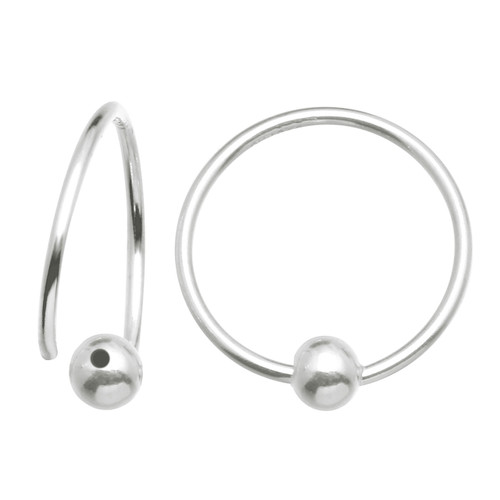 Sterling Silver Round Ear Wire W/ 3mm Bead -