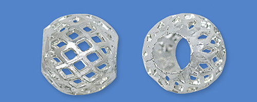 Mesh Style Round Beads -Silver Colored