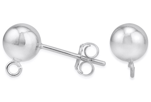 1 Pair 3 mm Silver Ball Earring Post