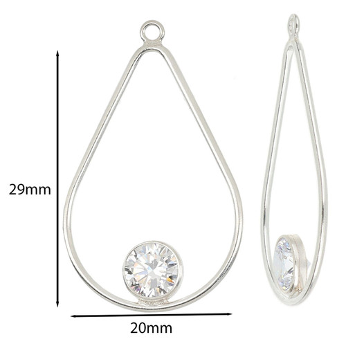 Sterling Silver Teardrop Drops W/ 6mm CZ Sterling Silver Teardrop Drops W/ 6mm CZ