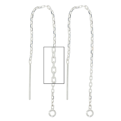 Sterling Silver 2.5 IN Flat Chain Ear Threader Sterling Silver 2.5 IN Flat Chain Ear Threader