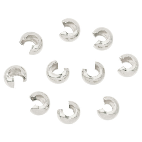 Sterling Silver Crimp Covers 3mm - 20 Pcs