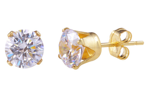 1 Pair 6 mm Gold Filled CZ Posts