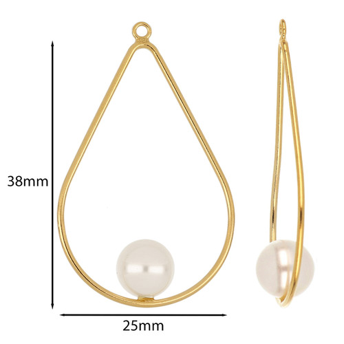 14k Gold Filled Teardrop Drop 38x25mm W/ 8mm Swarovski Crystal Pearl 1 Pair 14k Gold Filled Teardrop Drop 38x25mm W/ 8mm Swarovski Crystal Pearl 1 Pair