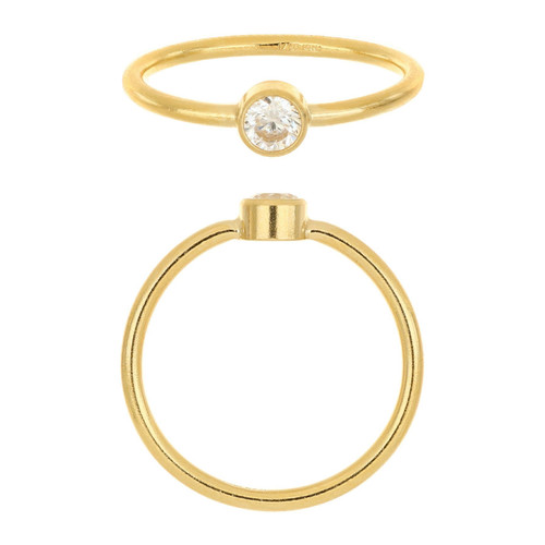 14K Gold Filled 4mm Cubic Zirconia Ring Size 5