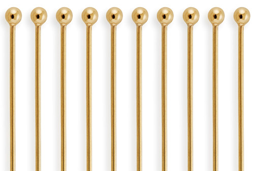 10 Pc Bag of 1.5 Inch 26 Gauge Gold Filled Ball Head Pins