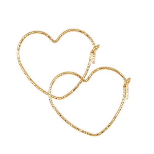14k Gold Filled Sparkle Heart Wire Hoops 20mm 1 Pair 14k Gold Filled Sparkle Heart Wire Hoops 20mm 1 Pair