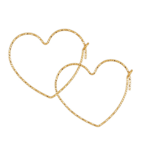 14k Gold Filled Sparkle Heart Wire Hoops 25mm - 1 Pair 14k Gold Filled Sparkle Heart Wire Hoops 25mm - 1 Pair