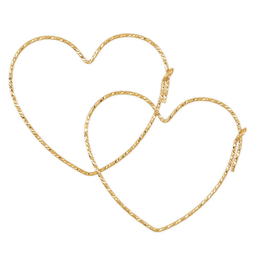 14k Gold Filled Sparkle Heart Wire Hoops 14k Gold Filled Sparkle Heart Wire Hoops