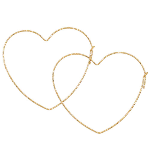 14k Gold Filled Sparkle Heart Wire Hoops 14k Gold Filled Sparkle Heart Wire Hoops