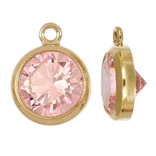 14K Gold Filled CZ Drops 6mm Pink