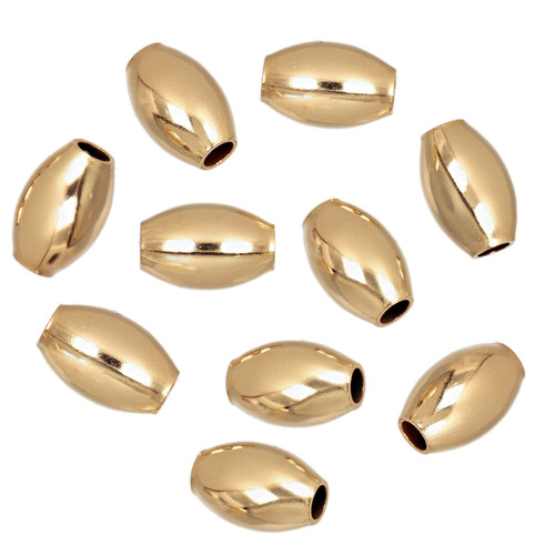 2 Pcs 4x6 mm Gold Filled Rice Oval Beads