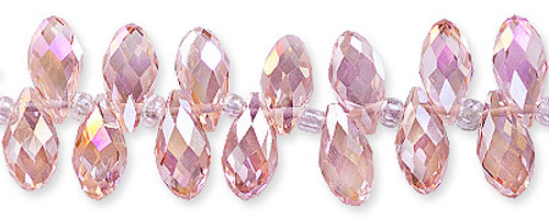 6mm Briolette Light Pink W/Pink AB Beads